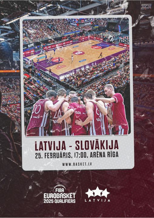 Latvija Slovākija. FIBA Eurobasket 2025 kvalifikācija BezRindas